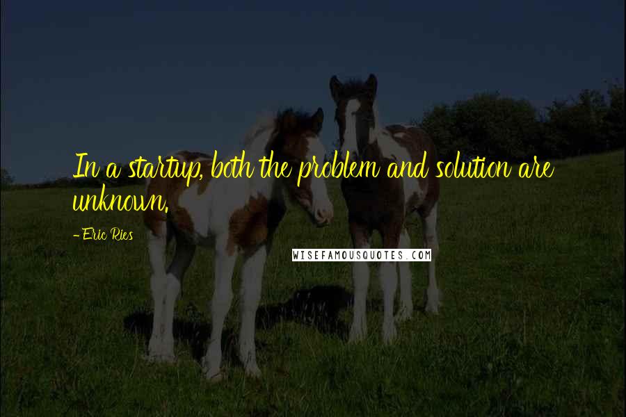 Eric Ries Quotes: In a startup, both the problem and solution are unknown.