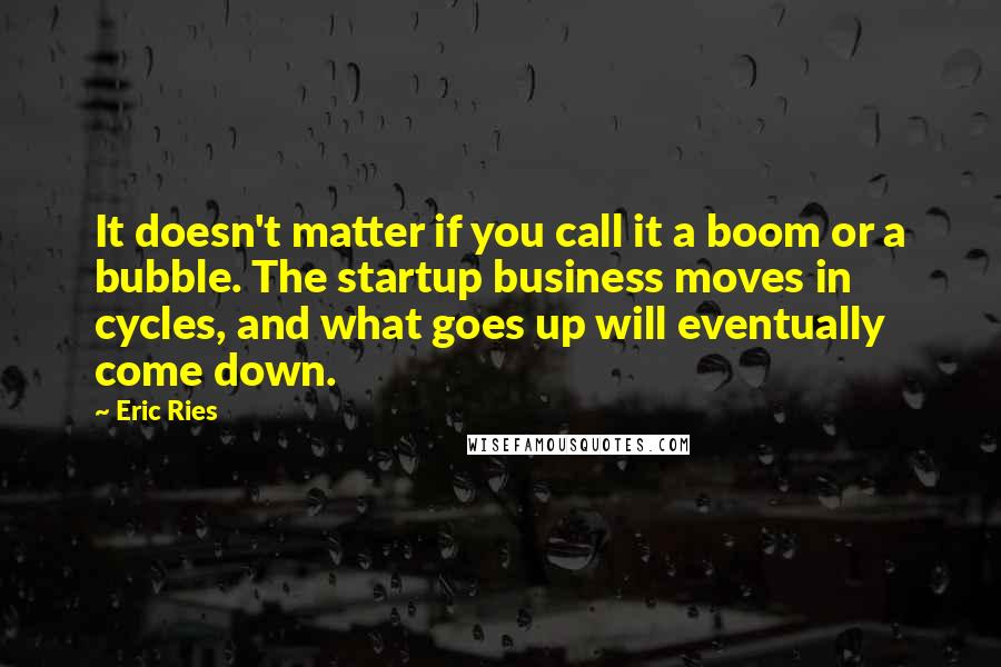 Eric Ries Quotes: It doesn't matter if you call it a boom or a bubble. The startup business moves in cycles, and what goes up will eventually come down.