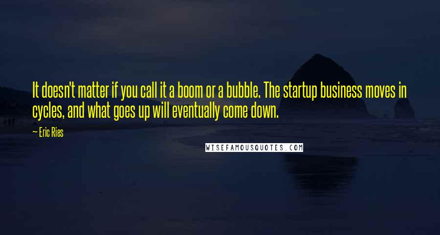 Eric Ries Quotes: It doesn't matter if you call it a boom or a bubble. The startup business moves in cycles, and what goes up will eventually come down.