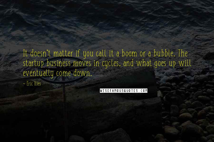 Eric Ries Quotes: It doesn't matter if you call it a boom or a bubble. The startup business moves in cycles, and what goes up will eventually come down.