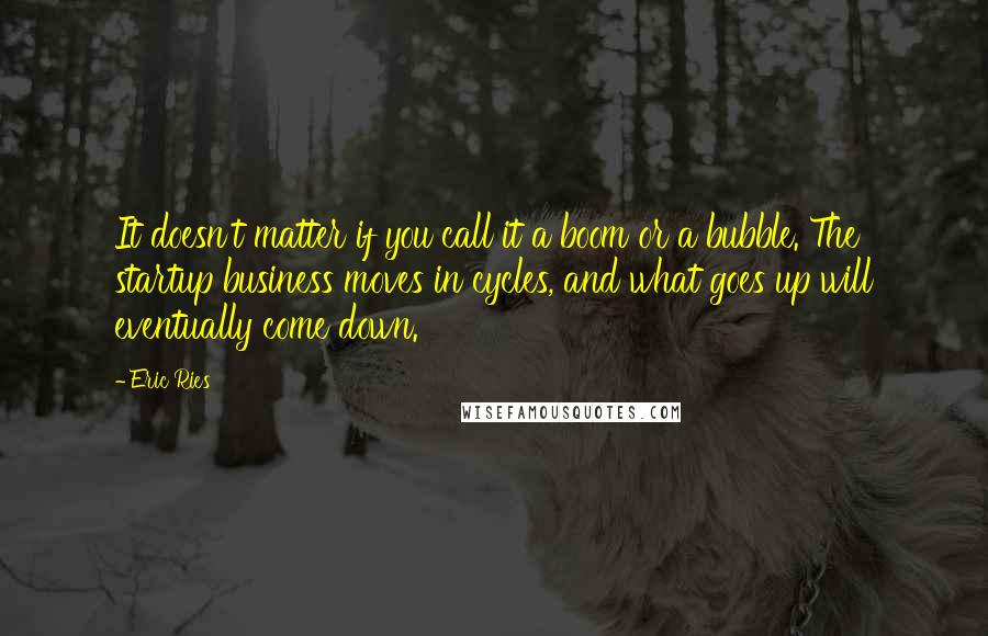 Eric Ries Quotes: It doesn't matter if you call it a boom or a bubble. The startup business moves in cycles, and what goes up will eventually come down.