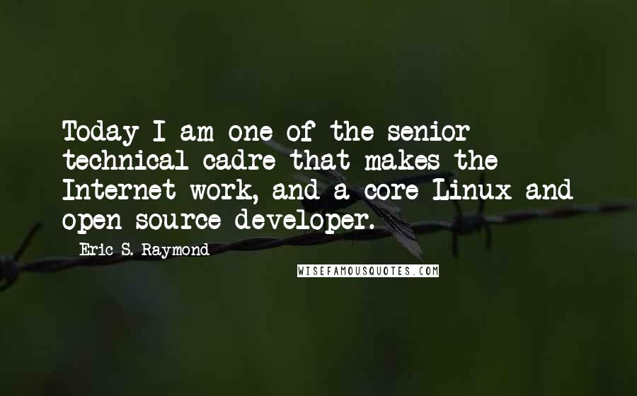 Eric S. Raymond Quotes: Today I am one of the senior technical cadre that makes the Internet work, and a core Linux and open-source developer.