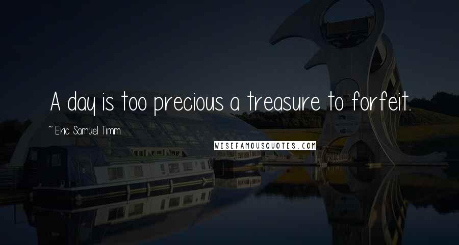 Eric Samuel Timm Quotes: A day is too precious a treasure to forfeit.