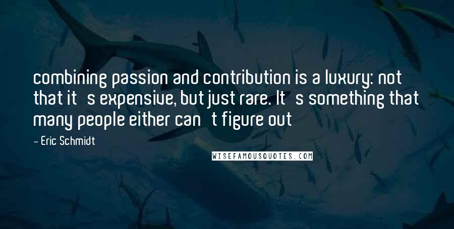 Eric Schmidt Quotes: combining passion and contribution is a luxury: not that it's expensive, but just rare. It's something that many people either can't figure out