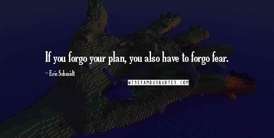 Eric Schmidt Quotes: If you forgo your plan, you also have to forgo fear.