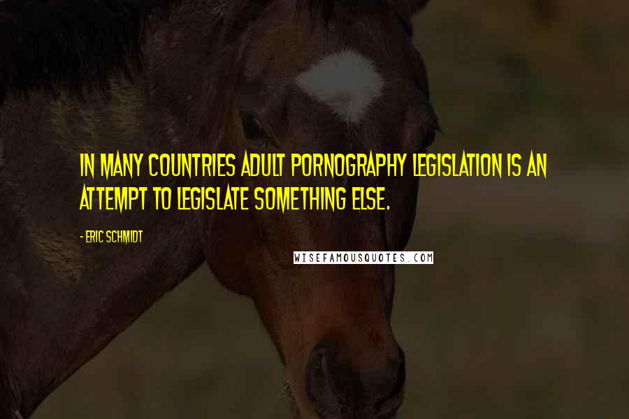 Eric Schmidt Quotes: In many countries adult pornography legislation is an attempt to legislate something else.