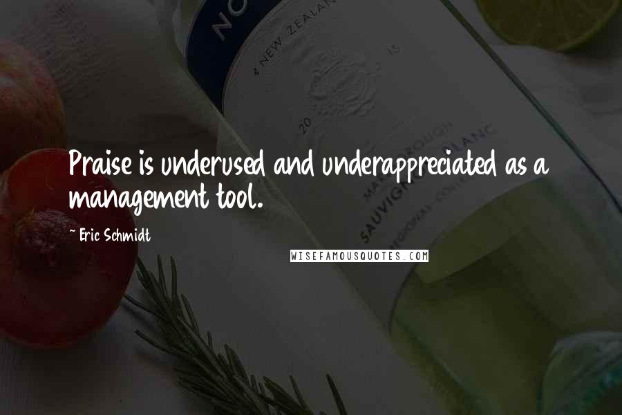 Eric Schmidt Quotes: Praise is underused and underappreciated as a management tool.