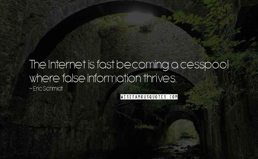 Eric Schmidt Quotes: The Internet is fast becoming a cesspool where false information thrives.