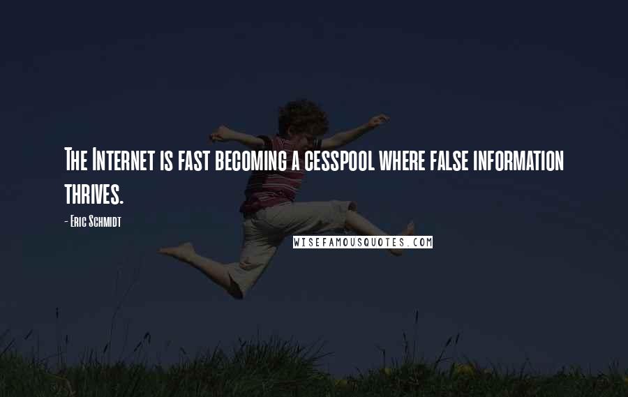 Eric Schmidt Quotes: The Internet is fast becoming a cesspool where false information thrives.