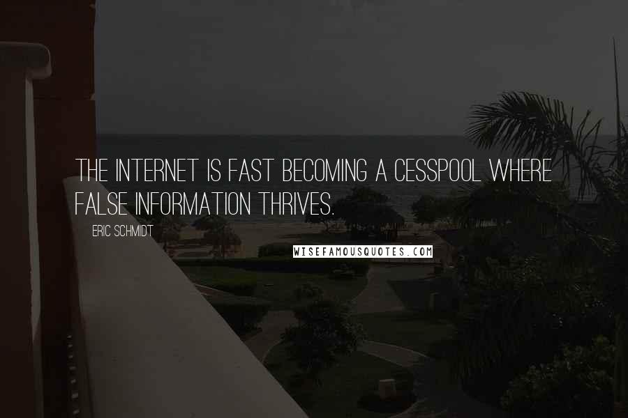 Eric Schmidt Quotes: The Internet is fast becoming a cesspool where false information thrives.