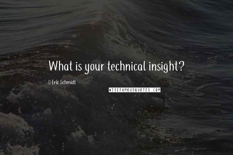 Eric Schmidt Quotes: What is your technical insight?