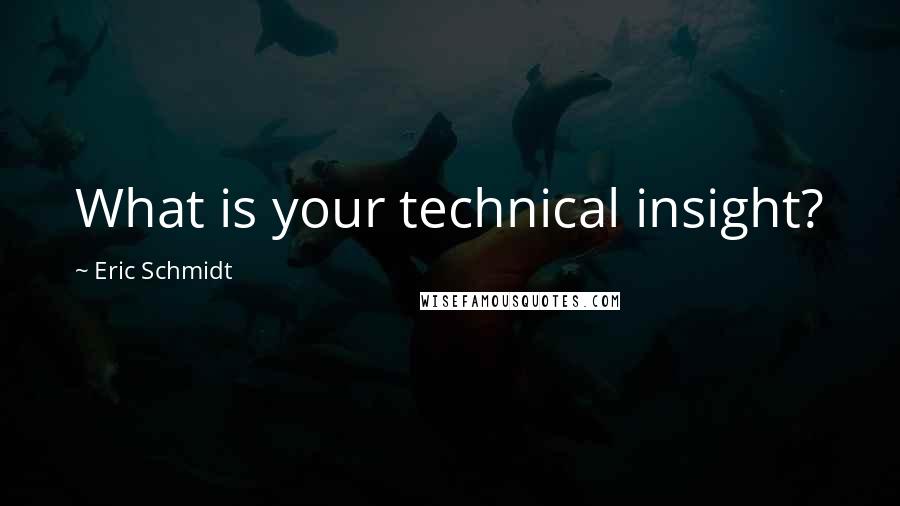 Eric Schmidt Quotes: What is your technical insight?