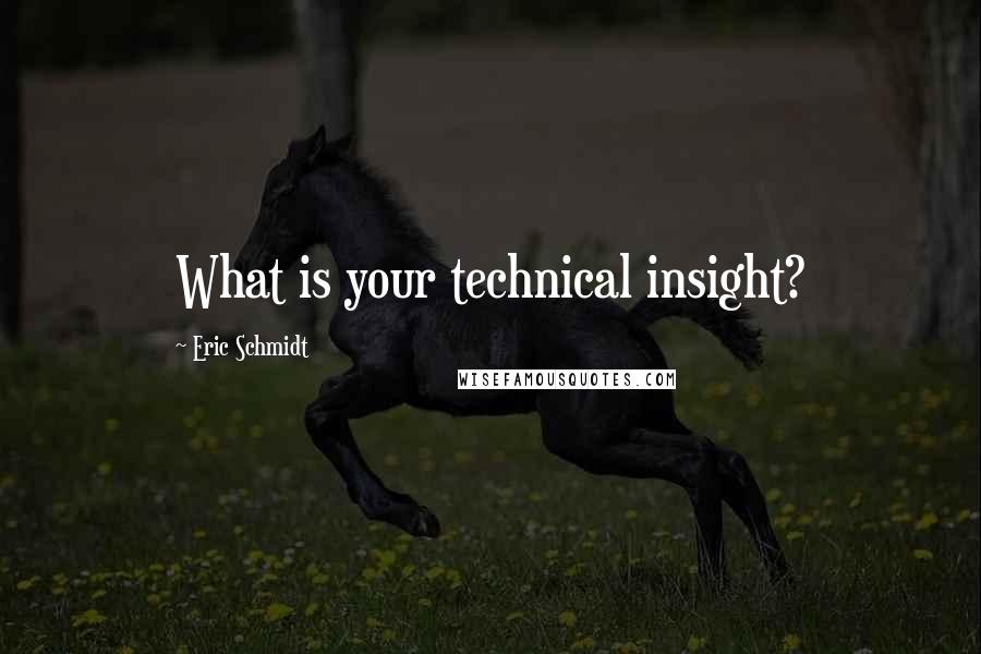 Eric Schmidt Quotes: What is your technical insight?