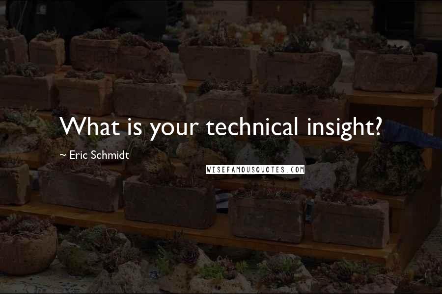 Eric Schmidt Quotes: What is your technical insight?