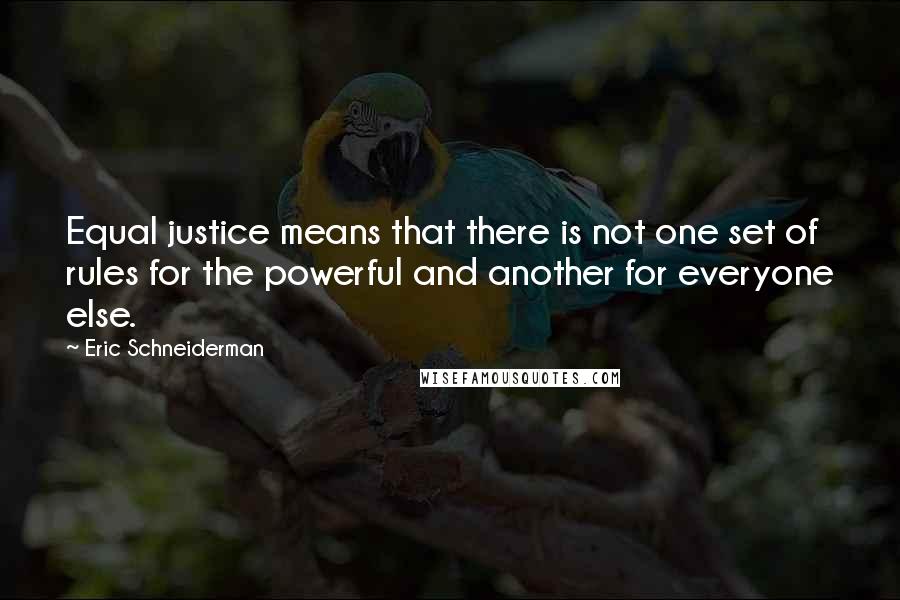 Eric Schneiderman Quotes: Equal justice means that there is not one set of rules for the powerful and another for everyone else.