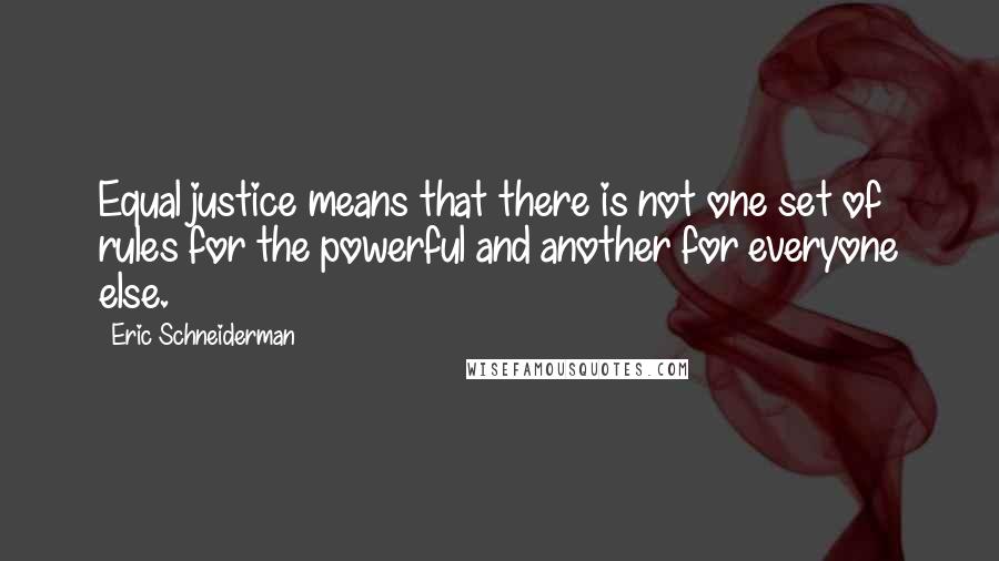 Eric Schneiderman Quotes: Equal justice means that there is not one set of rules for the powerful and another for everyone else.