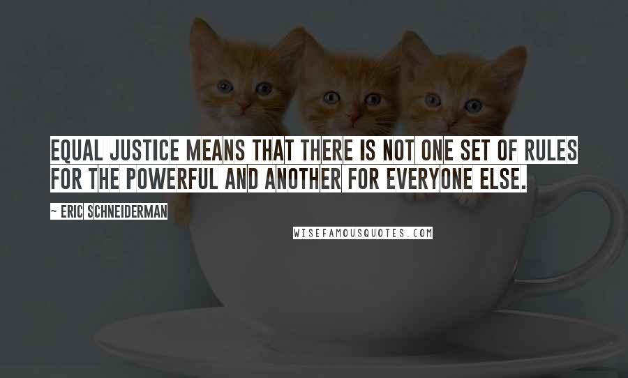 Eric Schneiderman Quotes: Equal justice means that there is not one set of rules for the powerful and another for everyone else.