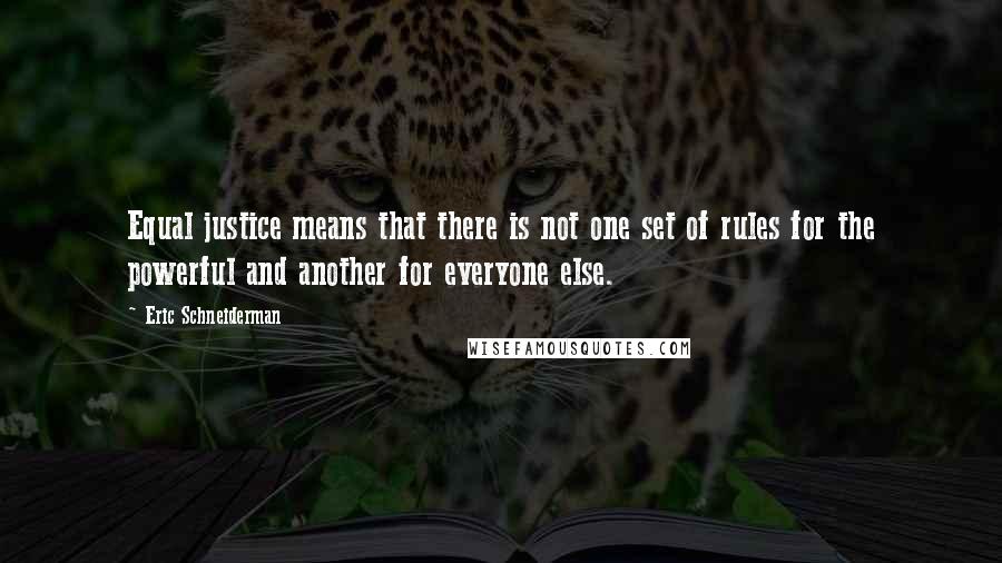 Eric Schneiderman Quotes: Equal justice means that there is not one set of rules for the powerful and another for everyone else.