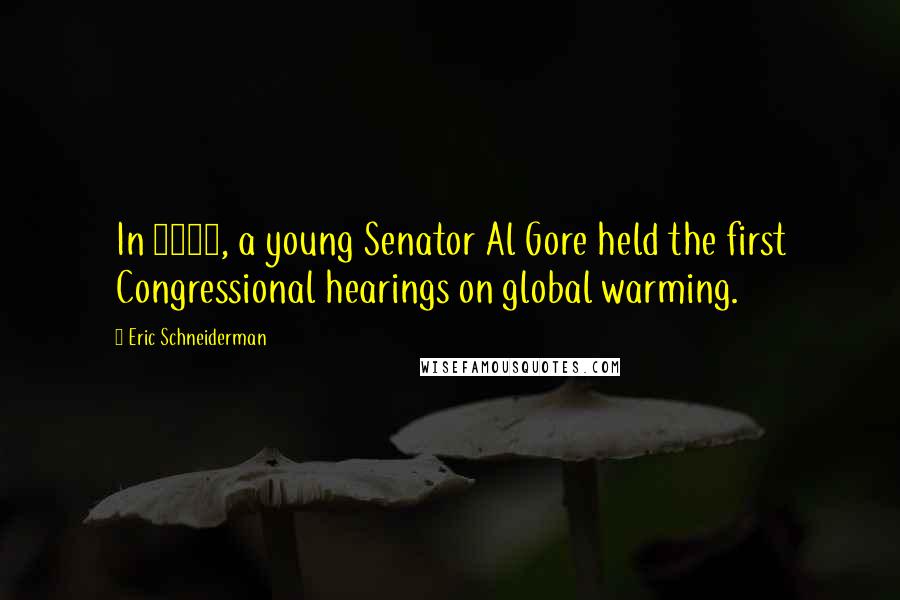 Eric Schneiderman Quotes: In 1980, a young Senator Al Gore held the first Congressional hearings on global warming.