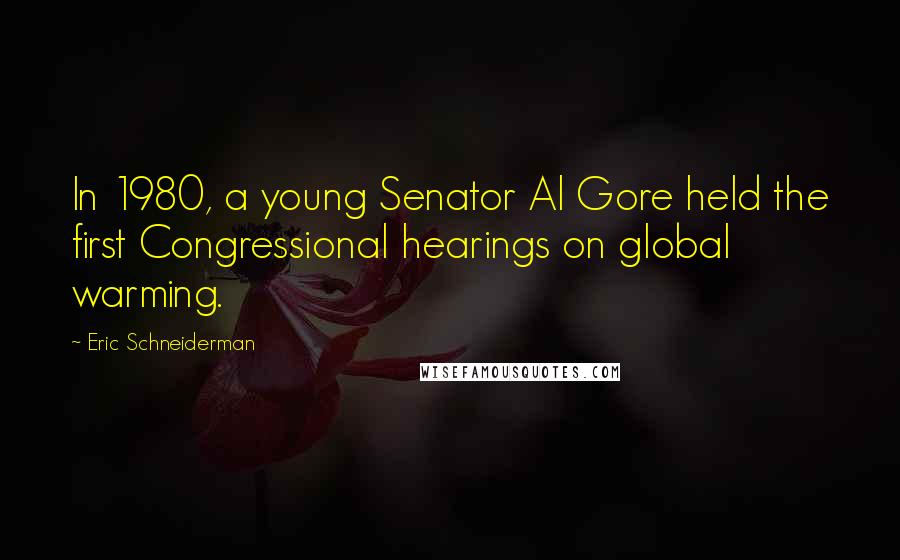 Eric Schneiderman Quotes: In 1980, a young Senator Al Gore held the first Congressional hearings on global warming.