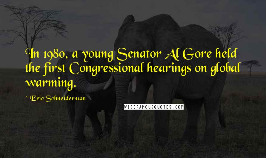 Eric Schneiderman Quotes: In 1980, a young Senator Al Gore held the first Congressional hearings on global warming.