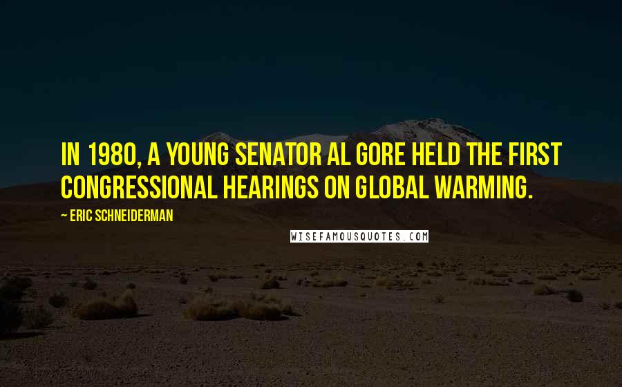 Eric Schneiderman Quotes: In 1980, a young Senator Al Gore held the first Congressional hearings on global warming.