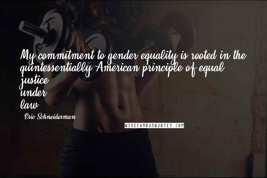 Eric Schneiderman Quotes: My commitment to gender equality is rooted in the quintessentially American principle of equal justice under law.