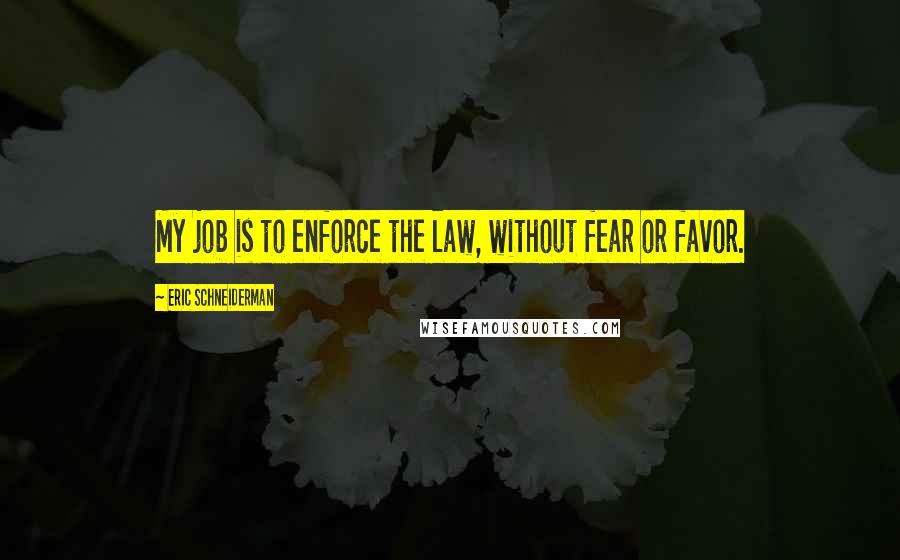 Eric Schneiderman Quotes: My job is to enforce the law, without fear or favor.