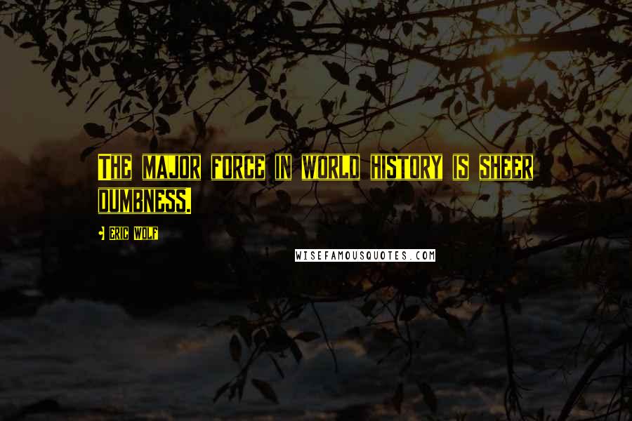 Eric Wolf Quotes: The major force in world history is sheer dumbness.