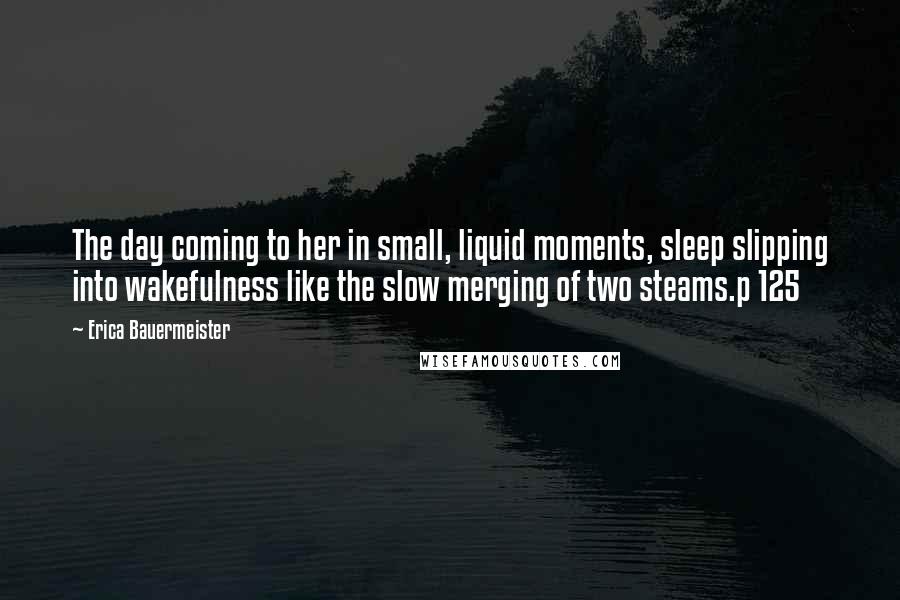 Erica Bauermeister Quotes: The day coming to her in small, liquid moments, sleep slipping into wakefulness like the slow merging of two steams.p 125