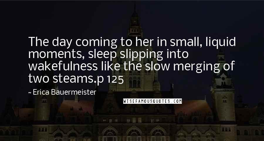 Erica Bauermeister Quotes: The day coming to her in small, liquid moments, sleep slipping into wakefulness like the slow merging of two steams.p 125