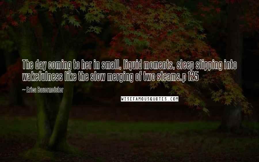 Erica Bauermeister Quotes: The day coming to her in small, liquid moments, sleep slipping into wakefulness like the slow merging of two steams.p 125