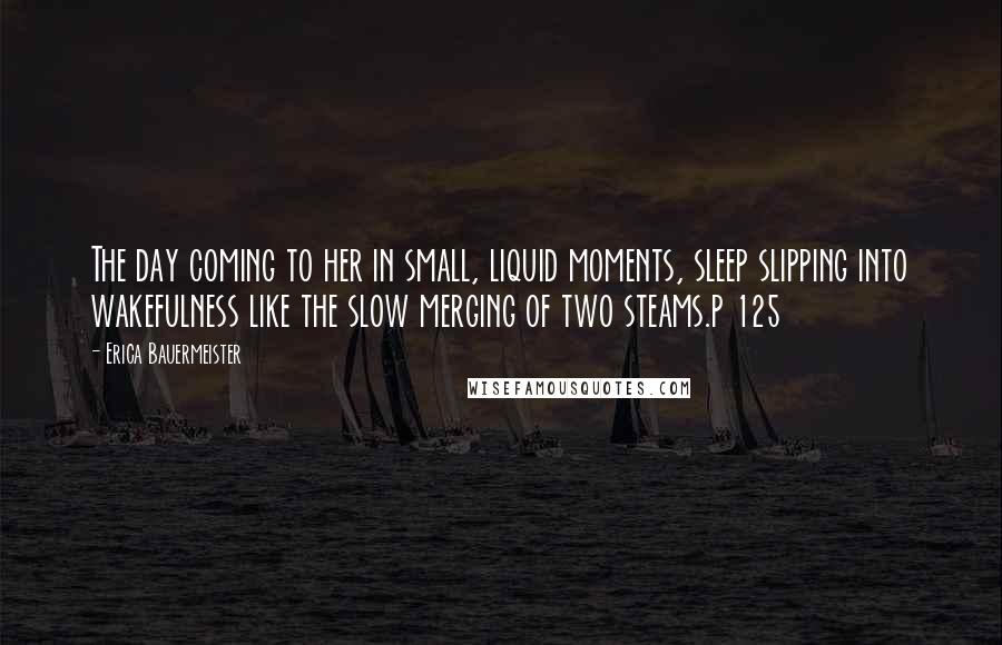 Erica Bauermeister Quotes: The day coming to her in small, liquid moments, sleep slipping into wakefulness like the slow merging of two steams.p 125