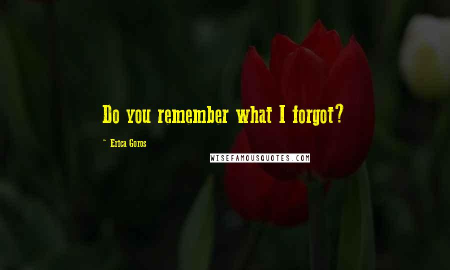 Erica Goros Quotes: Do you remember what I forgot?