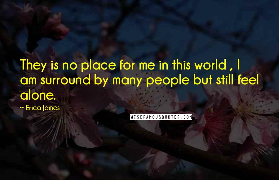 Erica James Quotes: They is no place for me in this world , I am surround by many people but still feel alone.