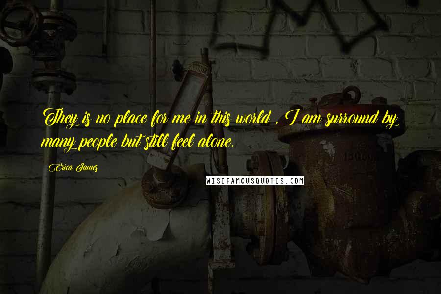 Erica James Quotes: They is no place for me in this world , I am surround by many people but still feel alone.