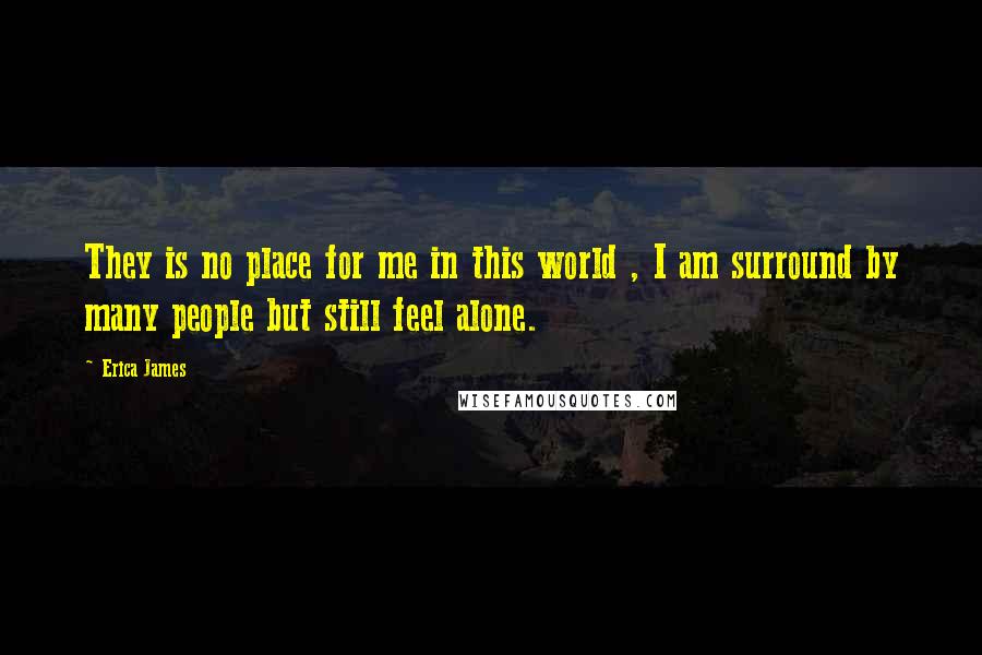 Erica James Quotes: They is no place for me in this world , I am surround by many people but still feel alone.