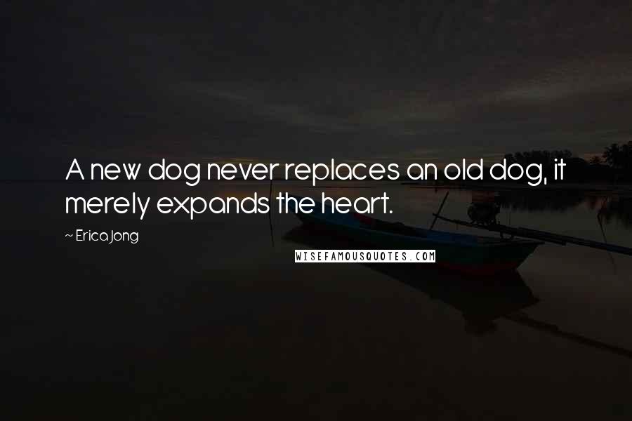 Erica Jong Quotes: A new dog never replaces an old dog, it merely expands the heart.