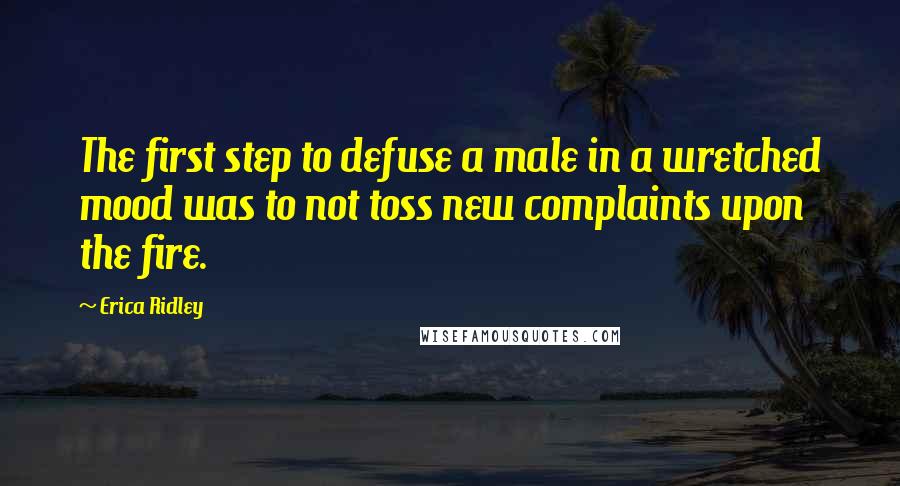 Erica Ridley Quotes: The first step to defuse a male in a wretched mood was to not toss new complaints upon the fire.