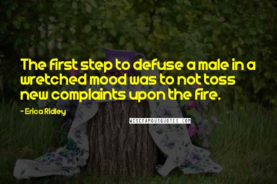 Erica Ridley Quotes: The first step to defuse a male in a wretched mood was to not toss new complaints upon the fire.