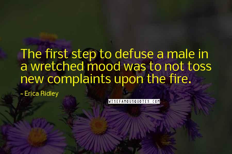 Erica Ridley Quotes: The first step to defuse a male in a wretched mood was to not toss new complaints upon the fire.