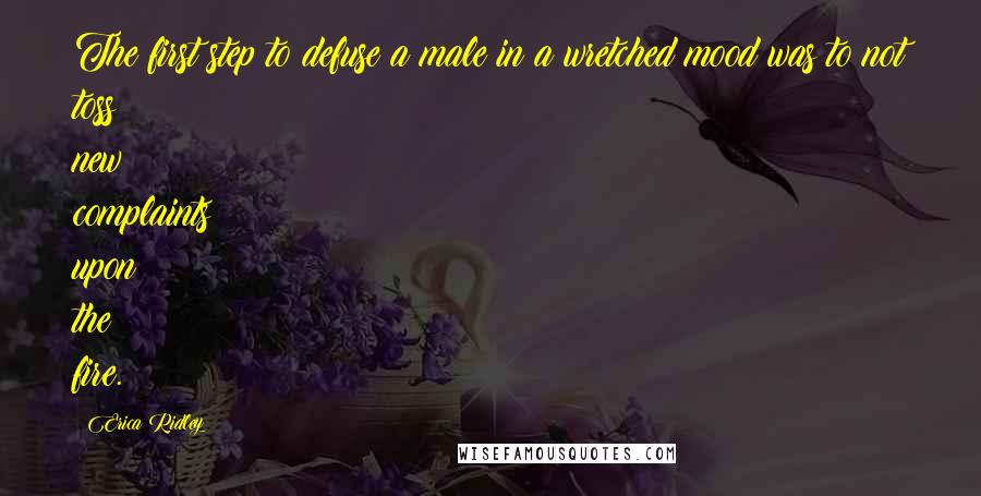 Erica Ridley Quotes: The first step to defuse a male in a wretched mood was to not toss new complaints upon the fire.