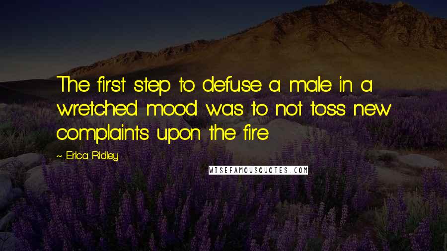 Erica Ridley Quotes: The first step to defuse a male in a wretched mood was to not toss new complaints upon the fire.
