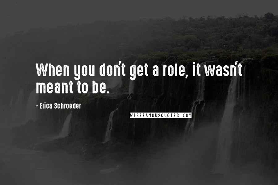 Erica Schroeder Quotes: When you don't get a role, it wasn't meant to be.