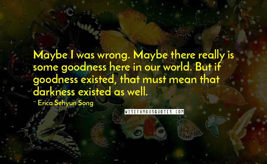 Erica Sehyun Song Quotes: Maybe I was wrong. Maybe there really is some goodness here in our world. But if goodness existed, that must mean that darkness existed as well.