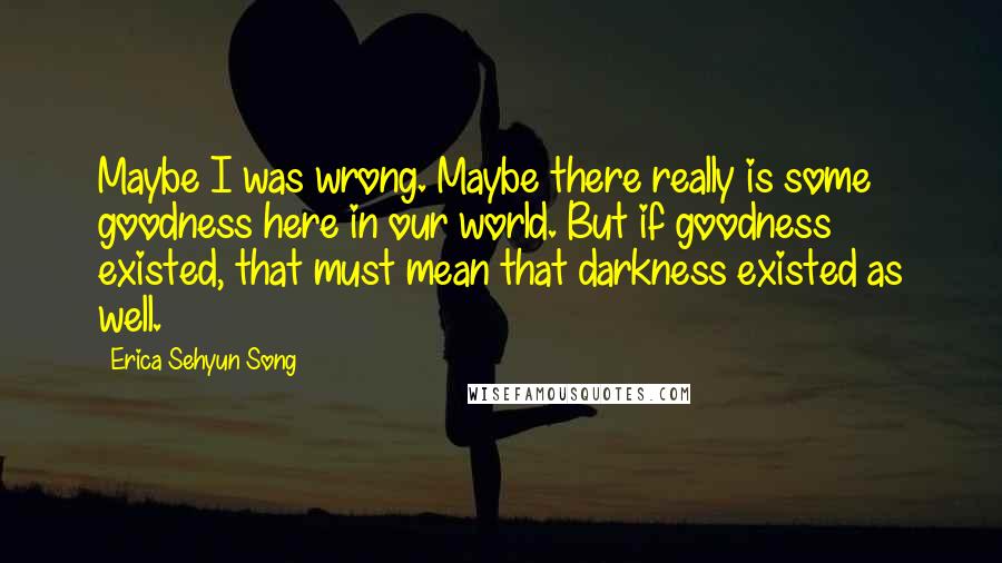 Erica Sehyun Song Quotes: Maybe I was wrong. Maybe there really is some goodness here in our world. But if goodness existed, that must mean that darkness existed as well.