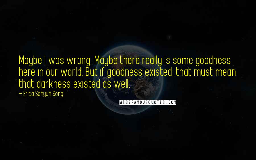 Erica Sehyun Song Quotes: Maybe I was wrong. Maybe there really is some goodness here in our world. But if goodness existed, that must mean that darkness existed as well.