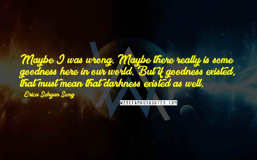 Erica Sehyun Song Quotes: Maybe I was wrong. Maybe there really is some goodness here in our world. But if goodness existed, that must mean that darkness existed as well.