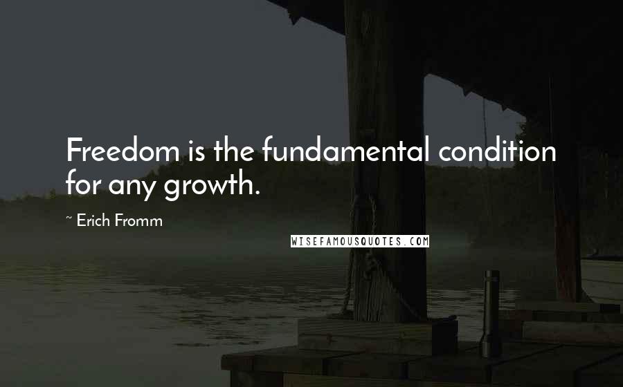 Erich Fromm Quotes: Freedom is the fundamental condition for any growth.