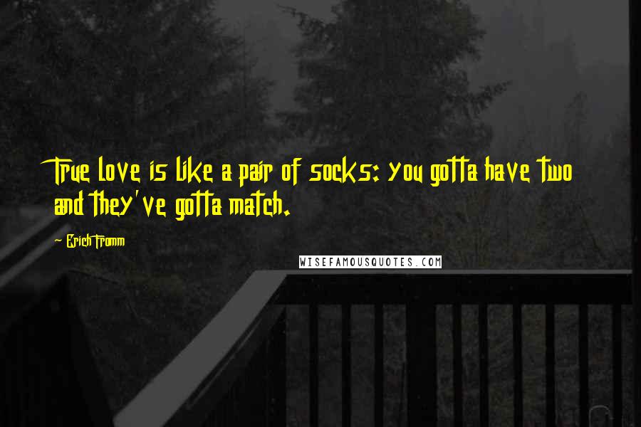 Erich Fromm Quotes: True love is like a pair of socks: you gotta have two and they've gotta match.